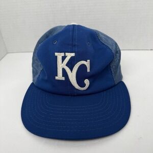 Vintage Kansas City Royals Hat Snapback Cap Trucker Blue MLB 6 5/8 to 7 1/8